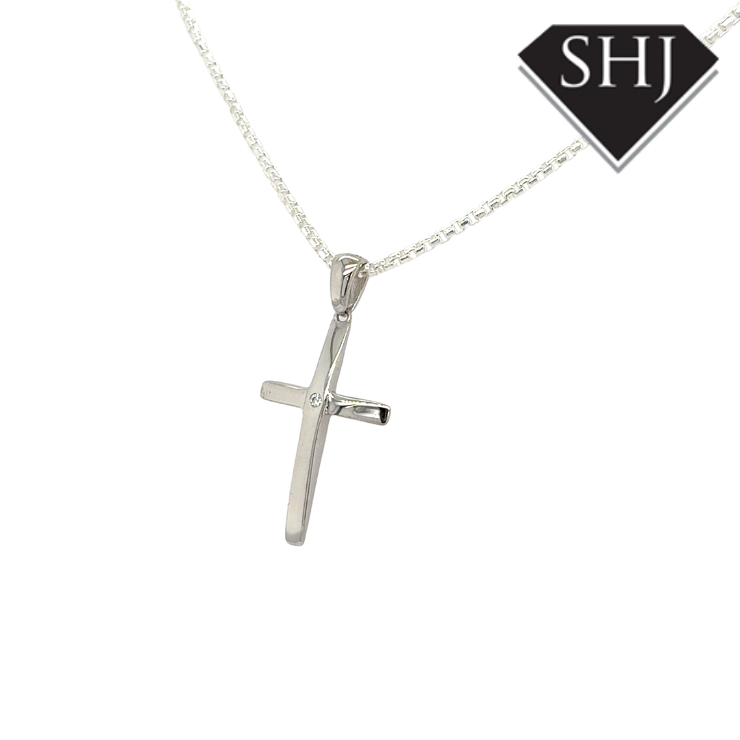Silver CZ Cross and Chain