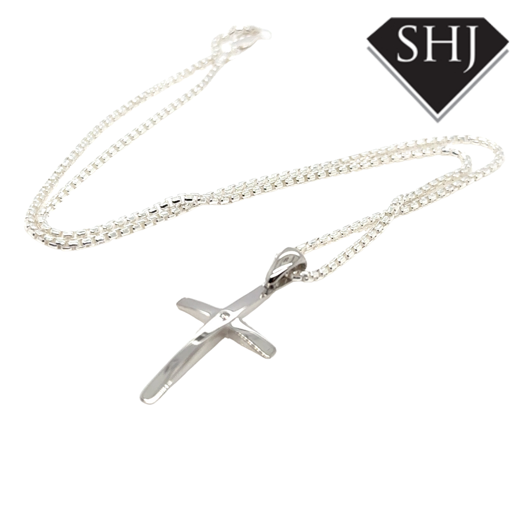 Silver CZ Cross and Chain
