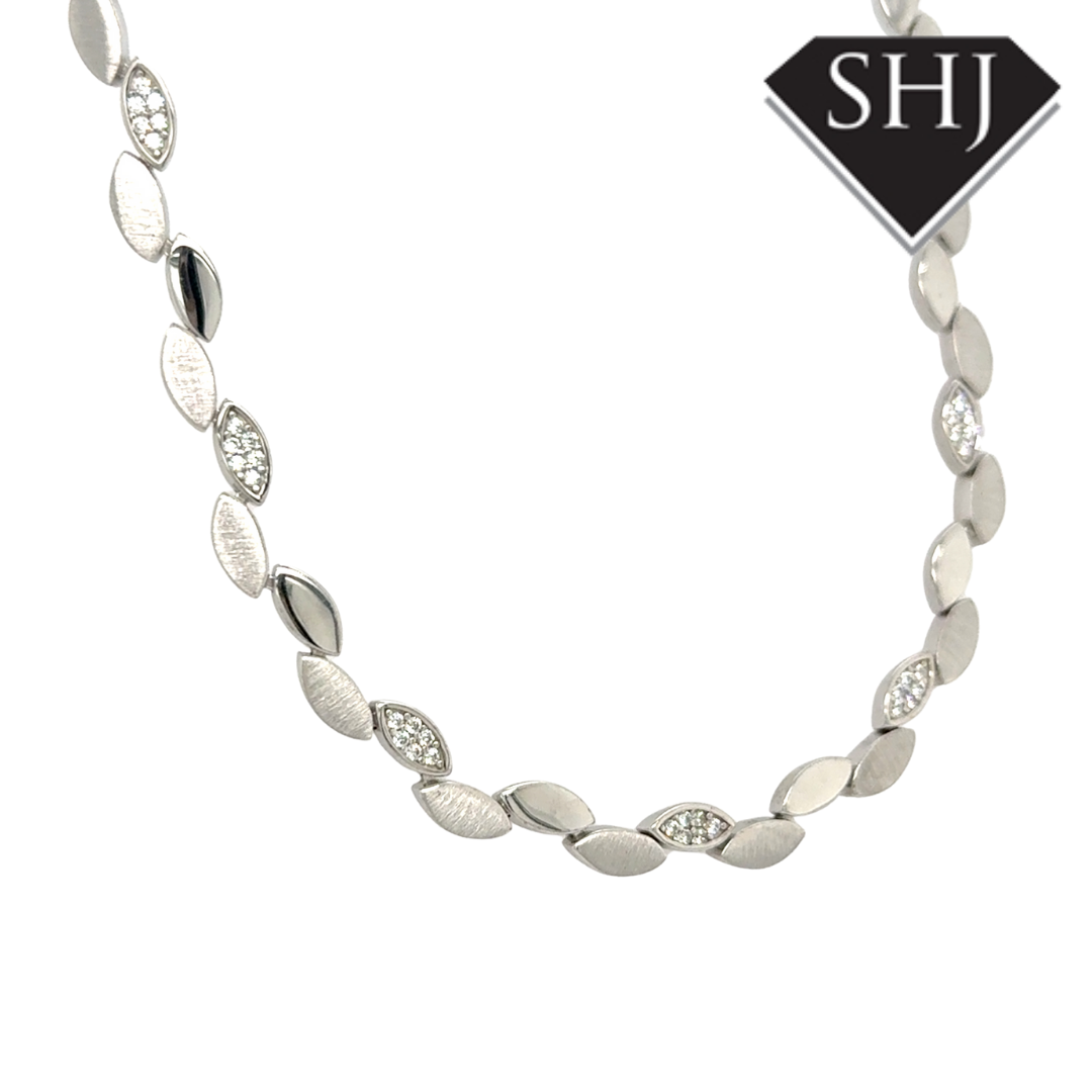 Silver Leaf Pattern Necklace