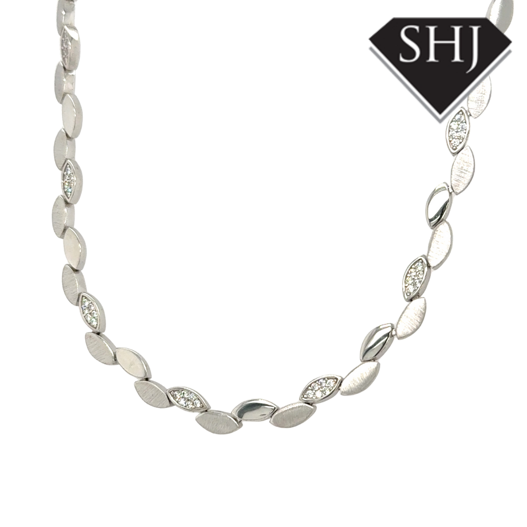 Silver Leaf Pattern Necklace