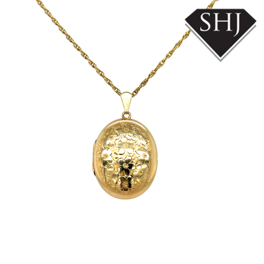 9ct Yellow Gold Flower Locket