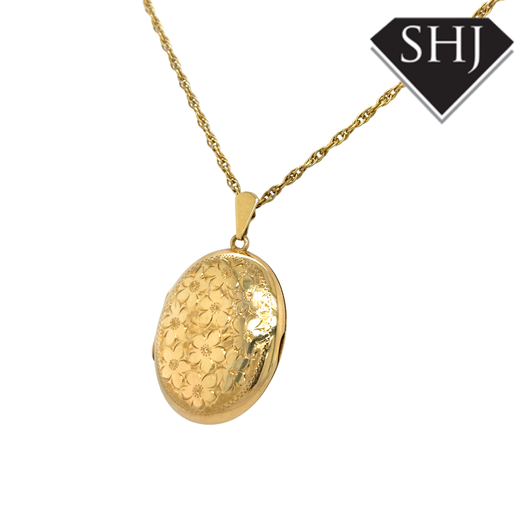 9ct Yellow Gold Flower Locket