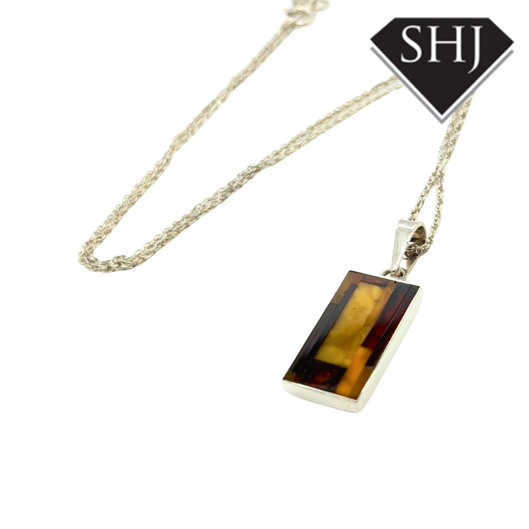 Silver Amber Pendant