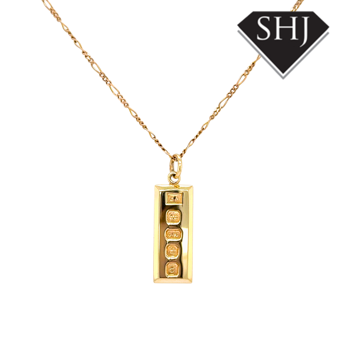 9ct Yellow Gold Ignot & Chain