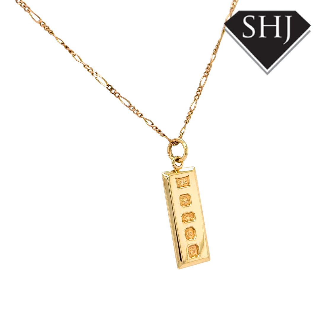 9ct Yellow Gold Ignot & Chain