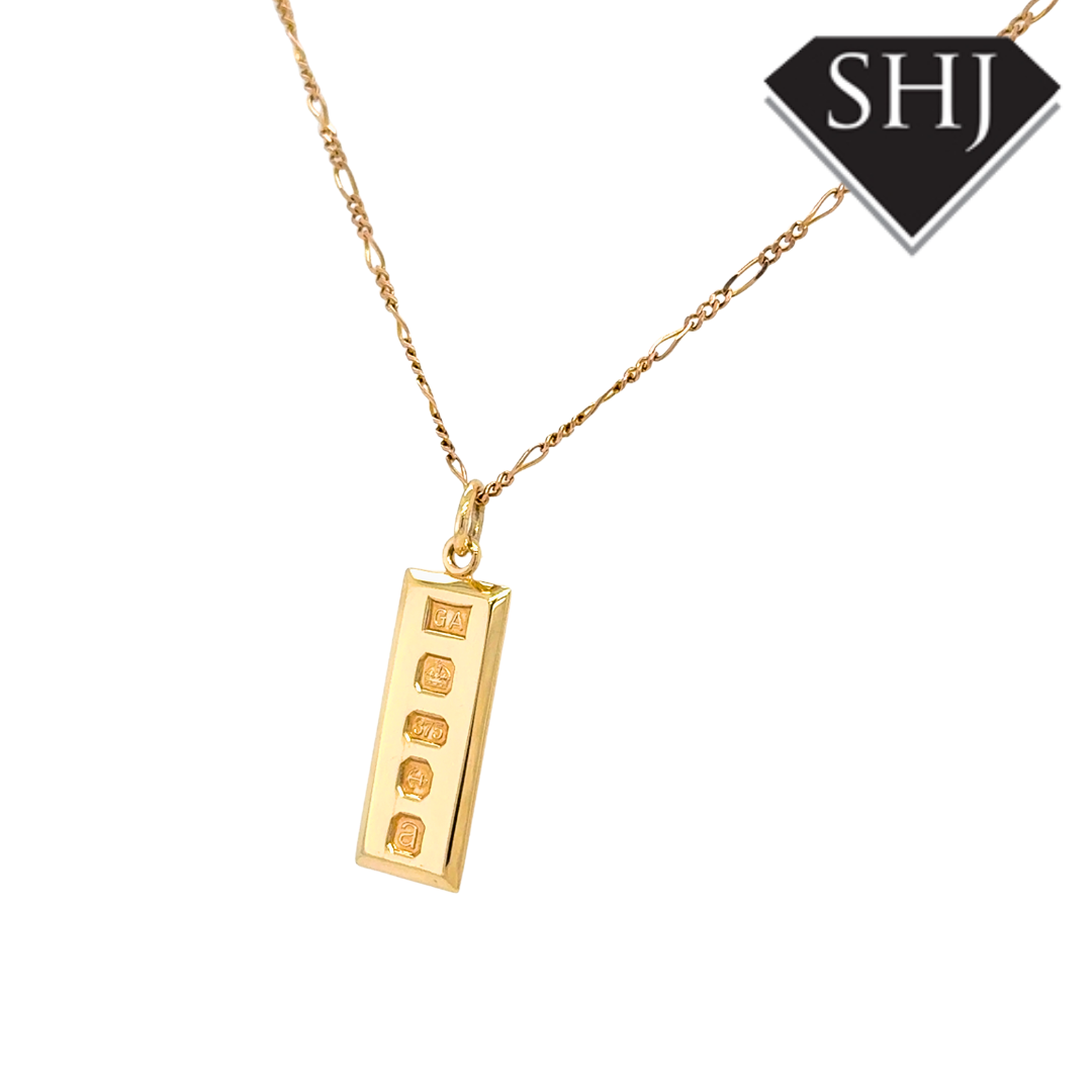 9ct Yellow Gold Ignot & Chain