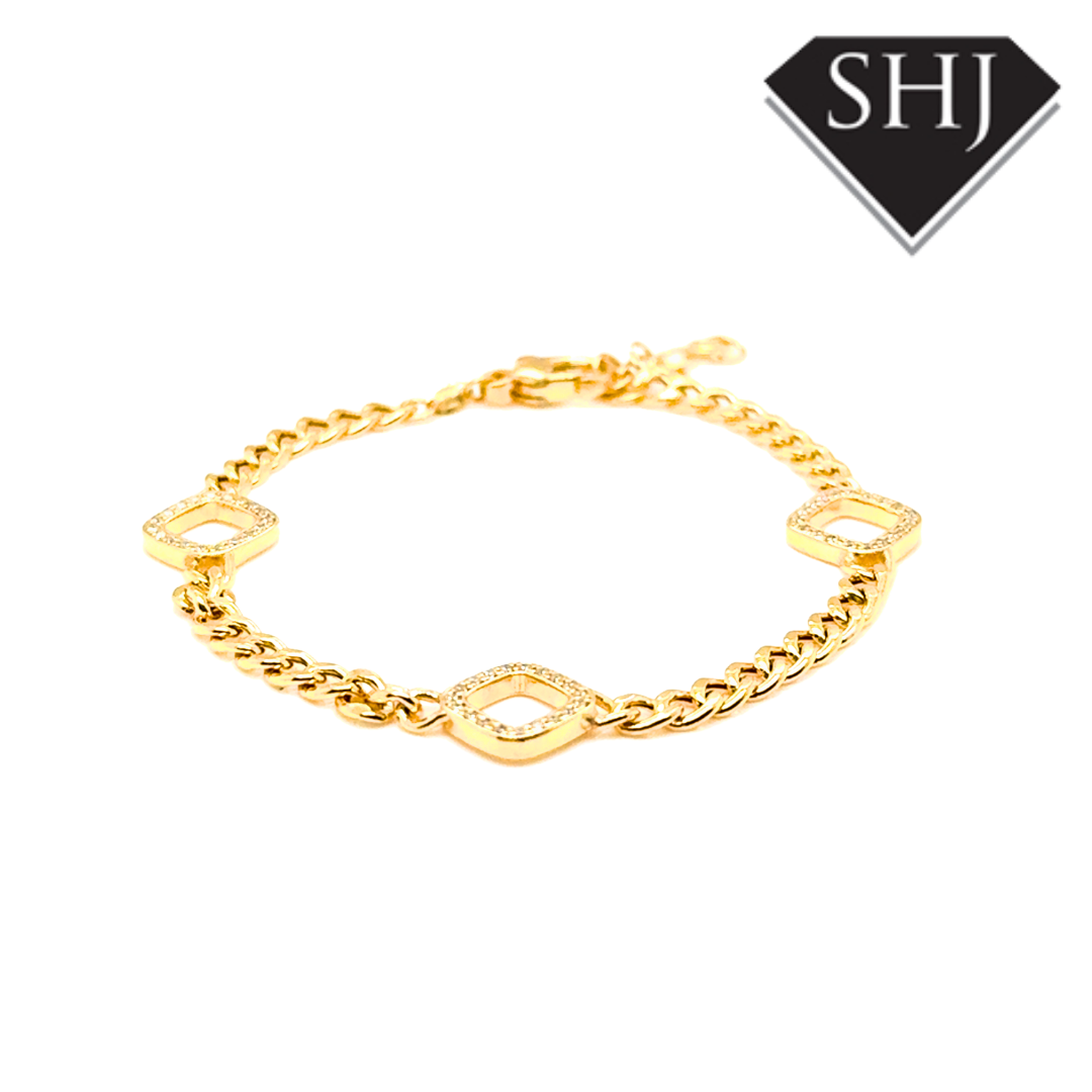 Silver Gold Plated CZ Bracelet