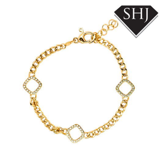 Silver Gold Plated CZ Bracelet