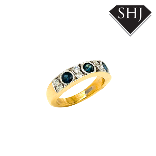 18ct Yellow Gold Sapphire and Diamond Ring