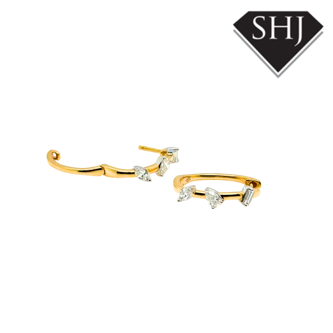 18ct Yellow Gold Diamond Hoop Earrings