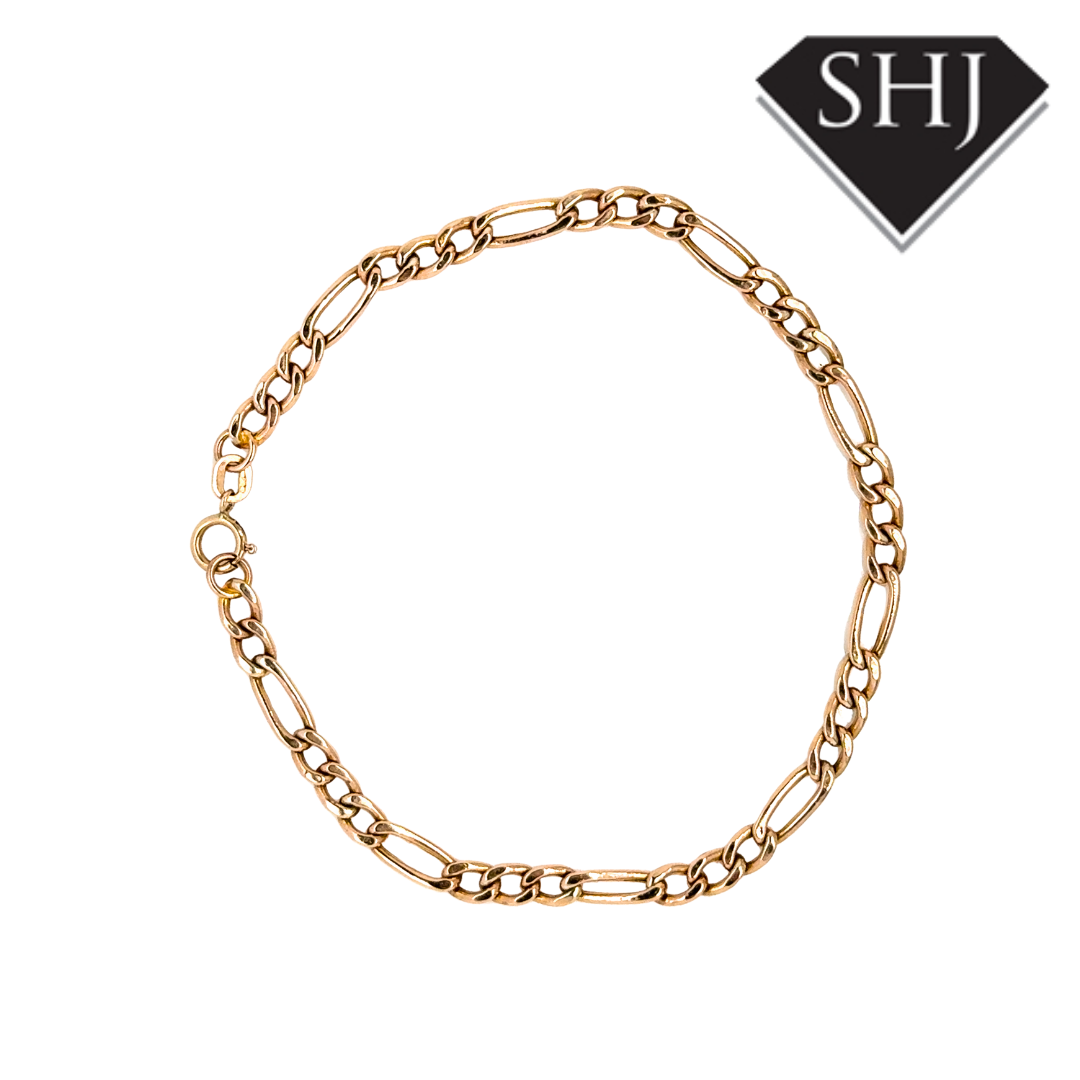 9ct Yellow Gold Figaro Chain Bracelet