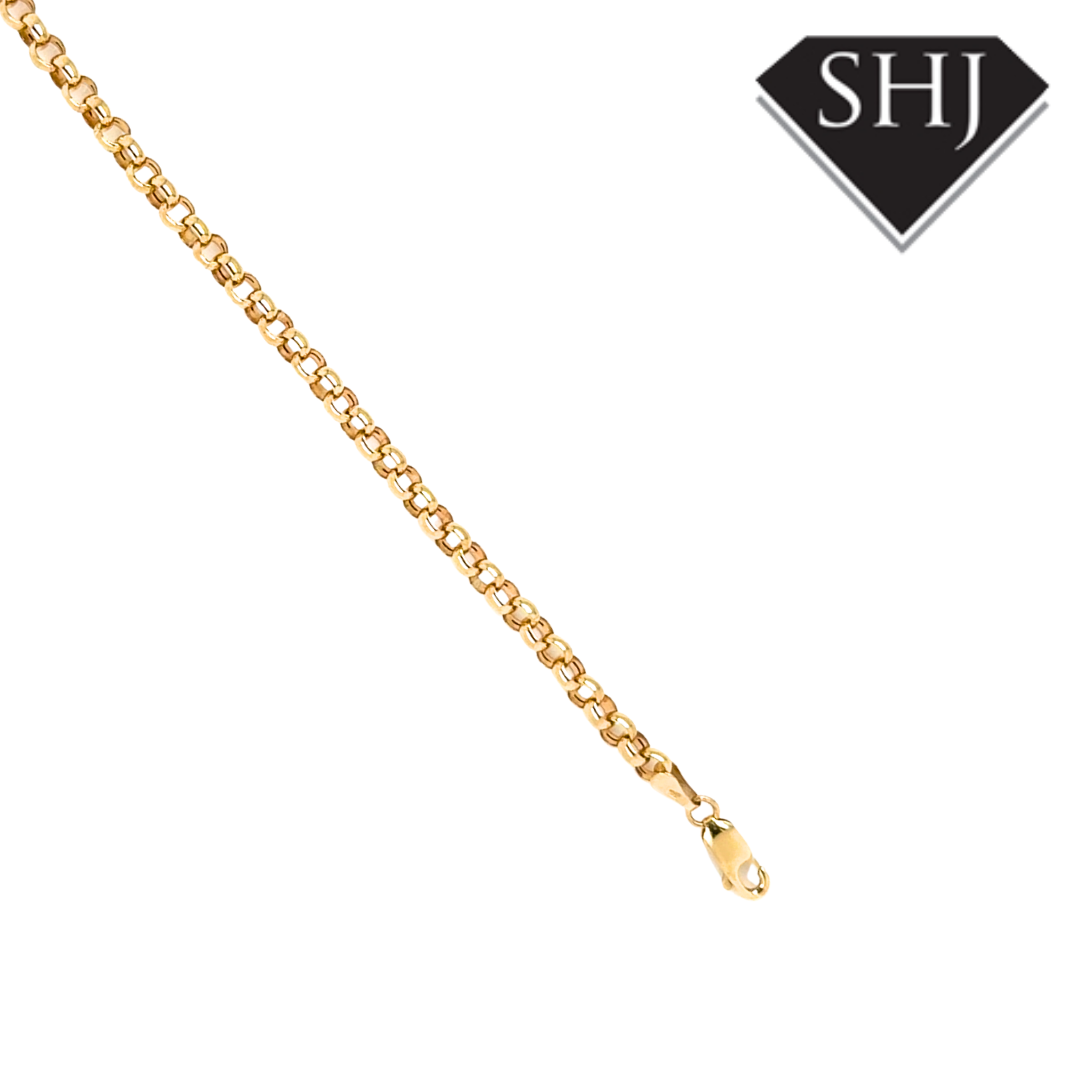 9ct Yellow Gold 7 1/2 " Belcher Chain Bracelet