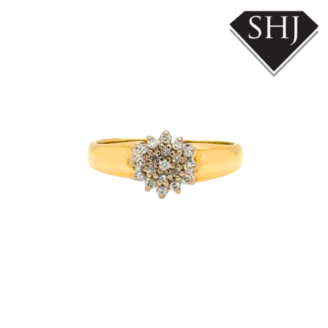 18ct Yellow Gold 0.15ct Diamond Cluster Ring
