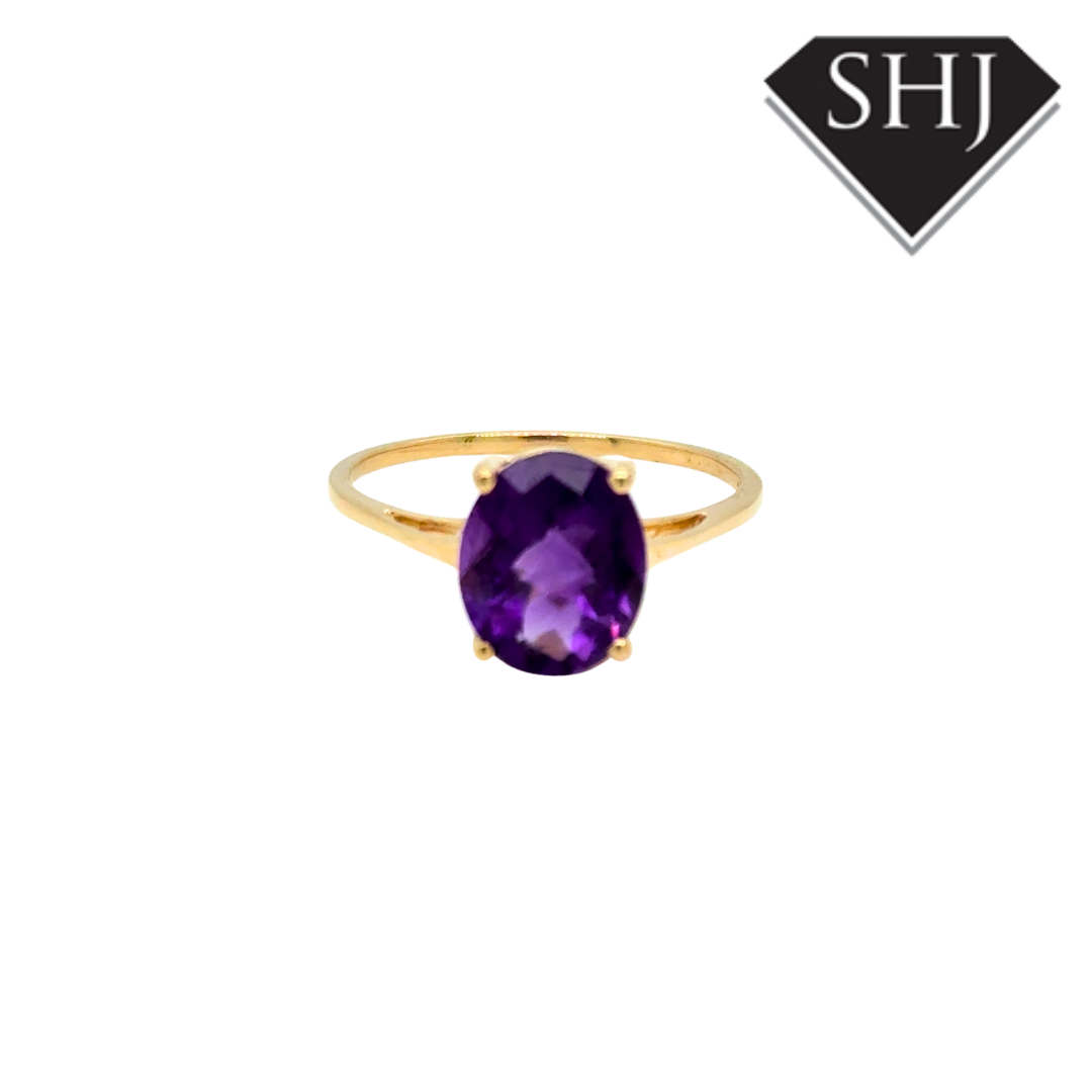 9ct Yellow Gold Amethyst Ring