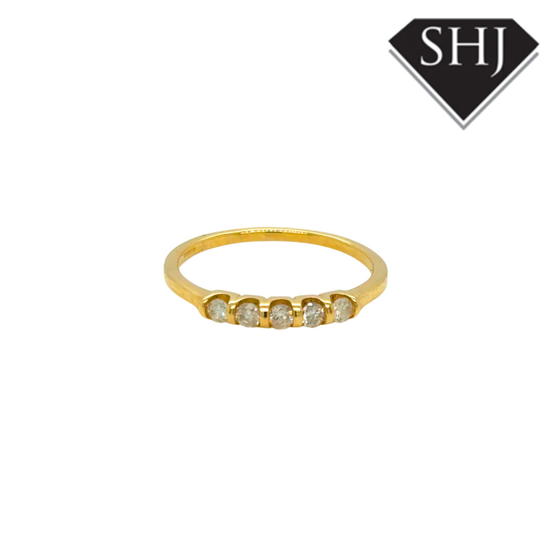9ct Yellow Gold 5 Stone 0.25ct Diamond Eternity Ring