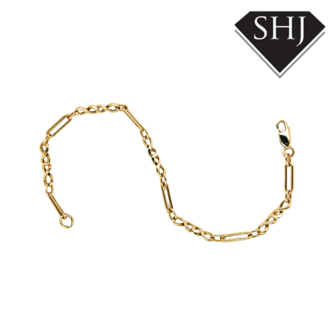 9ct Yellow Gold Figaro Chain Bracelet