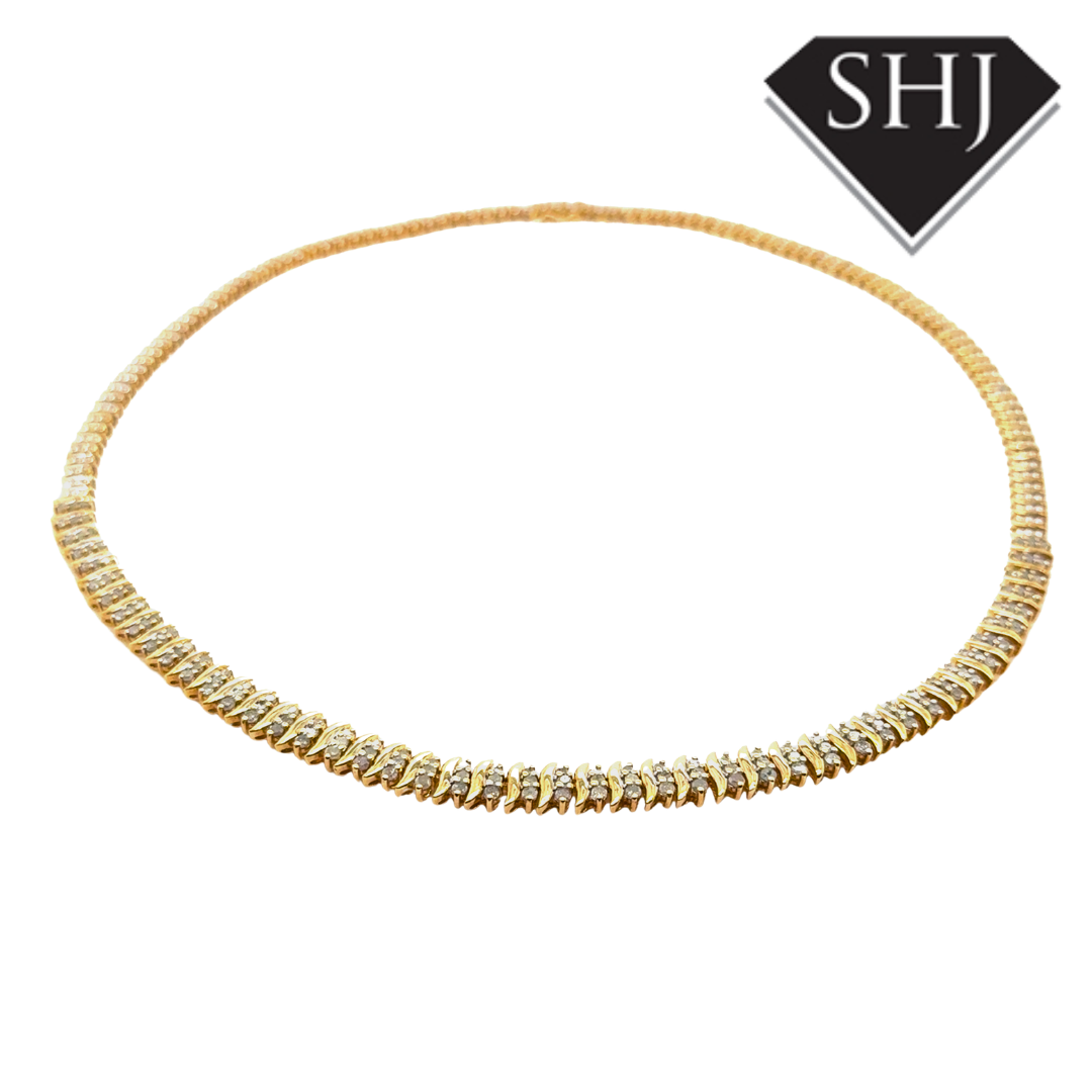 9ct Yellow Gold 2.00ct Diamond 26g 16" Necklace