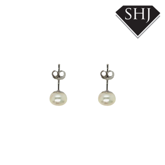 Silver Pearl Stud Earrings