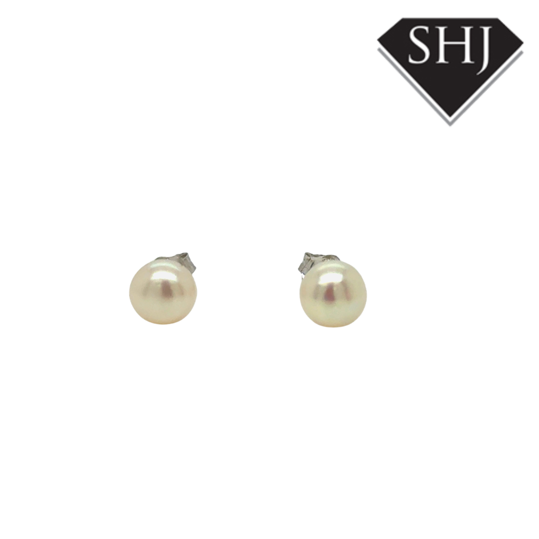 Silver Pearl Stud Earrings