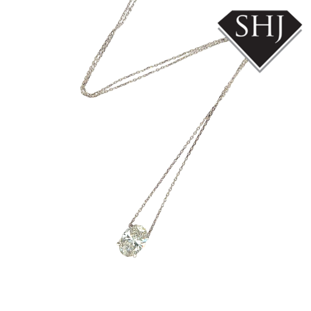 18ct White Gold Lab Grown Oval 2.04ct Diamond Pendant