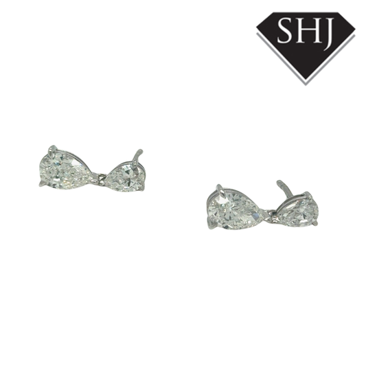 18ct White Gold Lab Grown 2.00ct Pear Diamond Drop Earrings