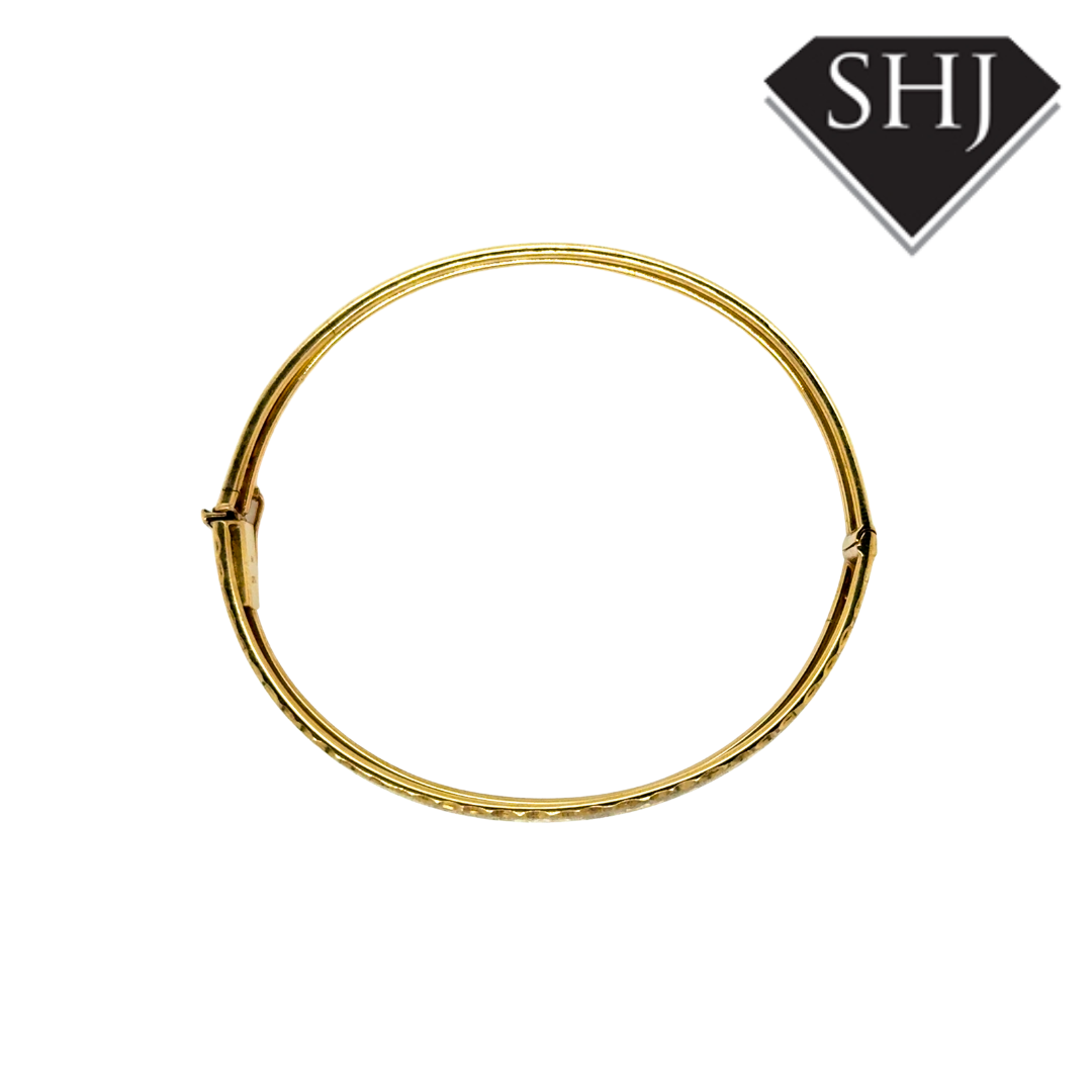 9CT Yellow Gold Floral Bangle