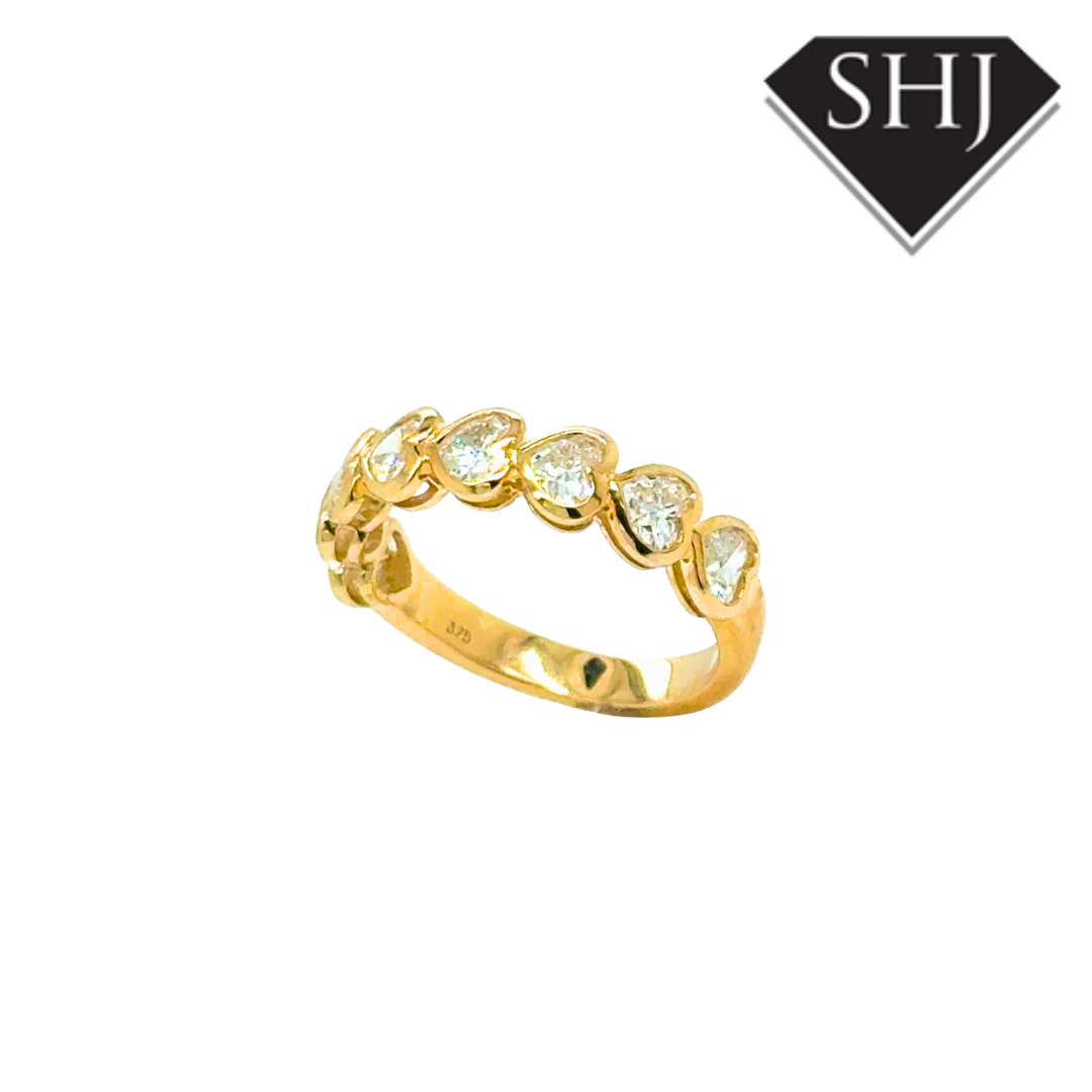 9ct Yellow Gold Lab Grown Heart 1.14ct Diamond Eternity Ring