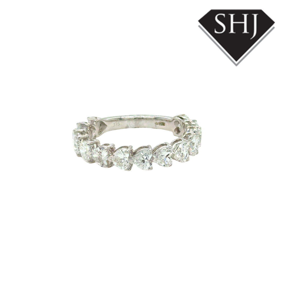 9ct White Gold Lab Grown Heart 2.22ct Diamond Eternity Ring