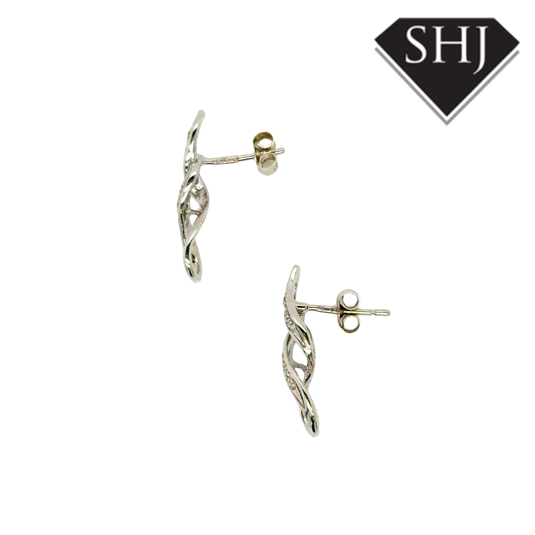 9ct White Gold Diamond Earrings