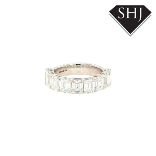 Platinum 3.82ct Lab Grown Emerald Diamond Eternity Ring