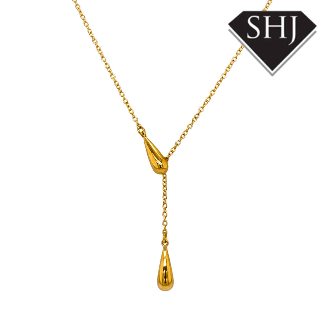 Silver Gold Plated Lariat Drip Necklace