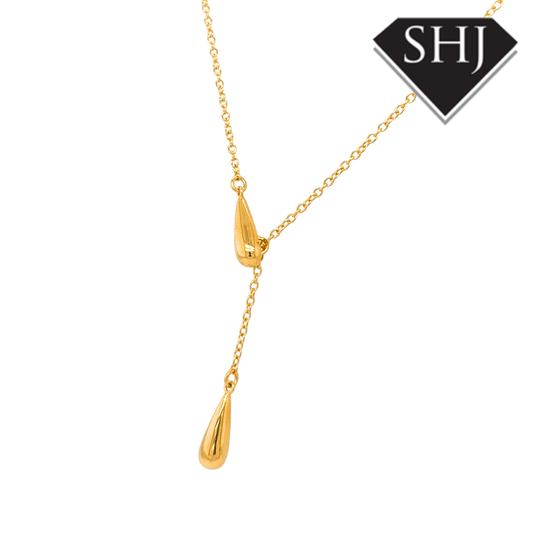 Silver Gold Plated Lariat Drip Necklace