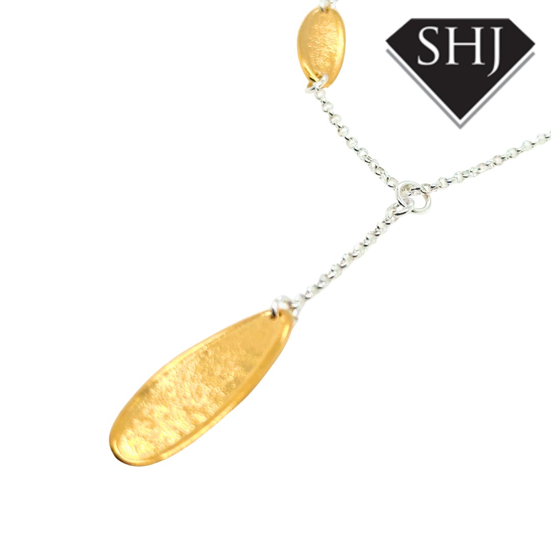 Silver Gold Plated Station Necklace