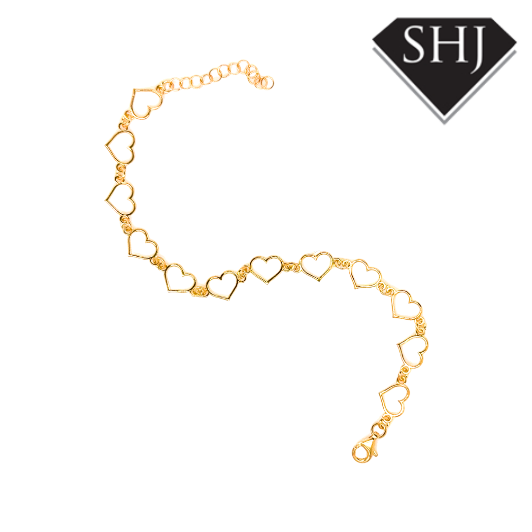 Silver Gold Plated Heart Bracelet