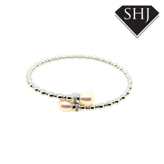 Silver Pearl Bangle
