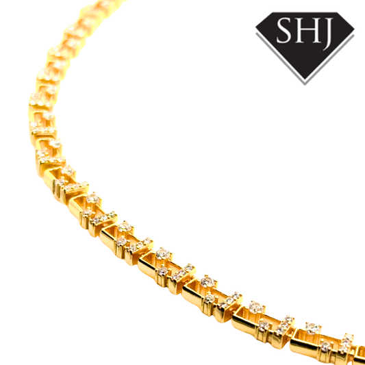 Silver Gold Plated CZ Necklace