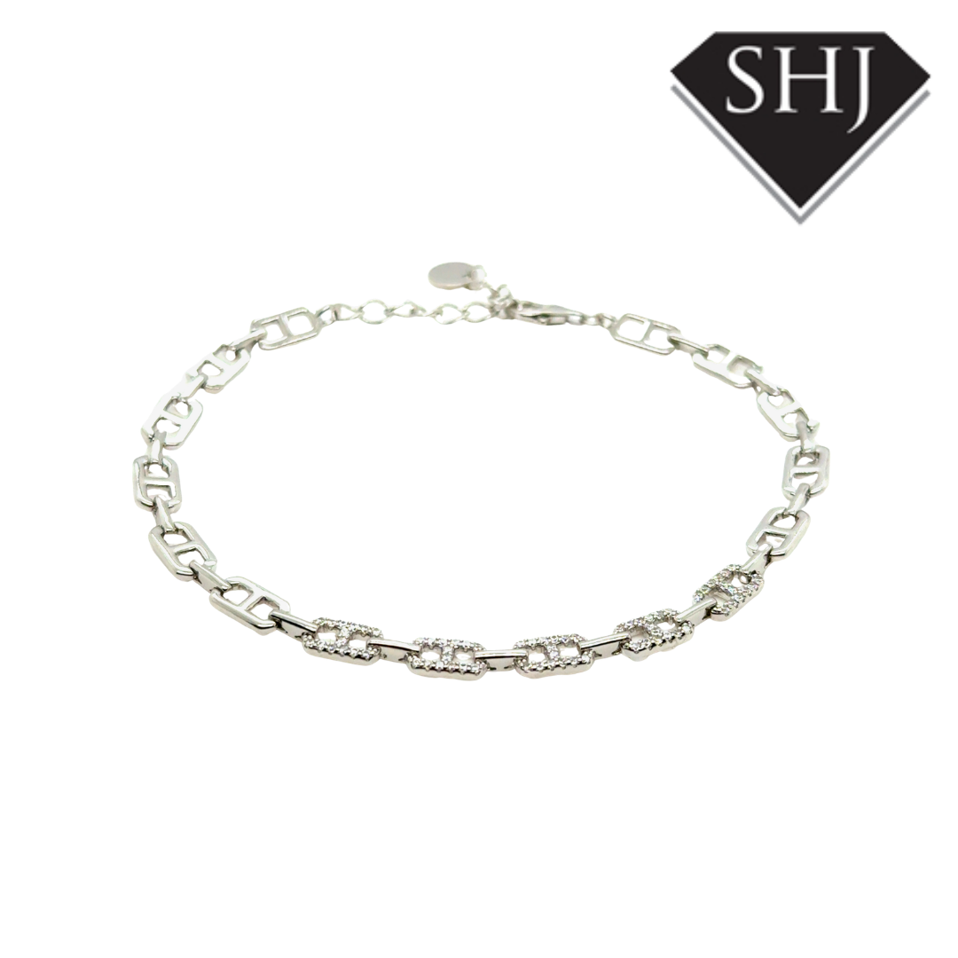 Silver CZ Link Bracelet