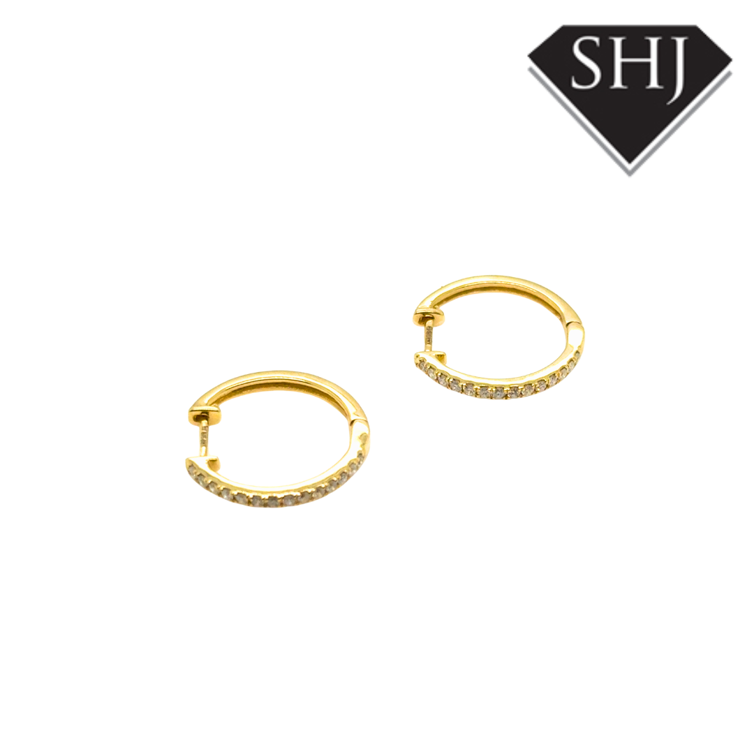 9ct Yellow Gold 0.23ct Diamonds Hoop Earrings