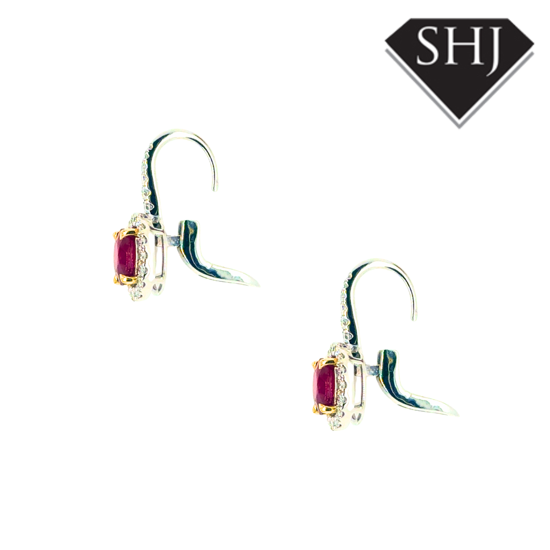 Platinum Ruby and Diamond Earrings