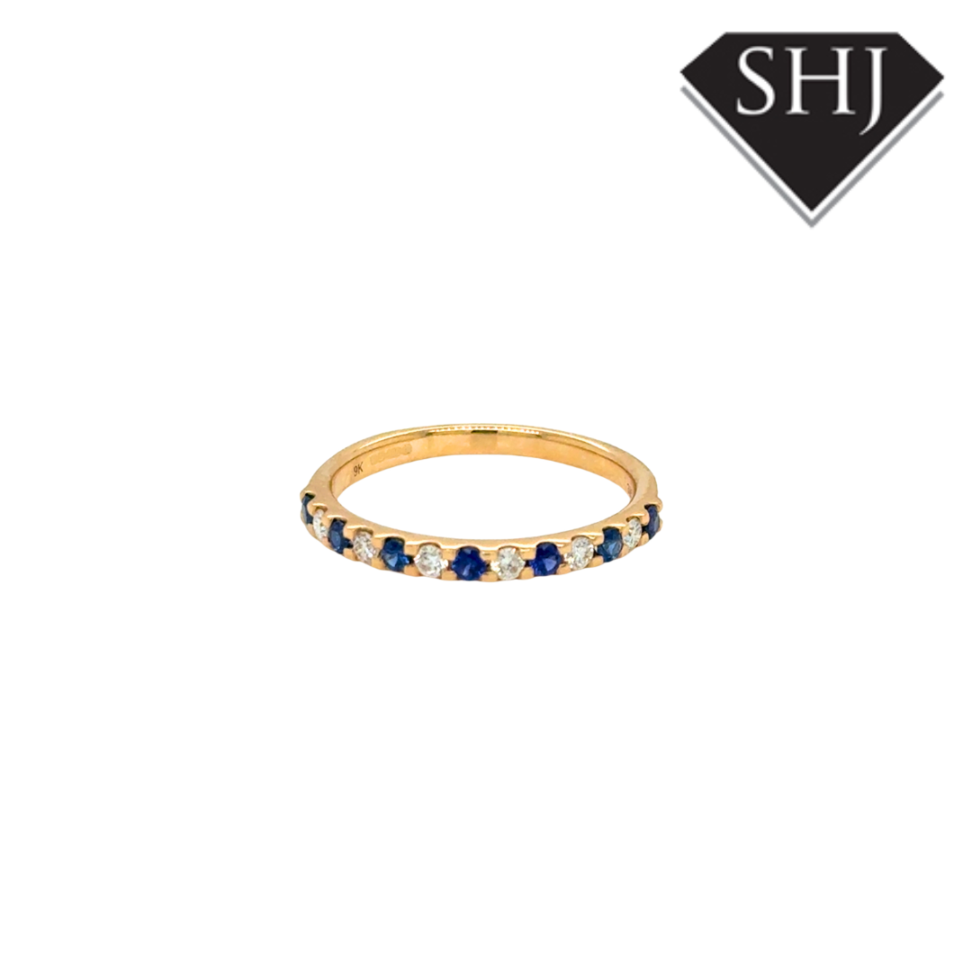 9ct Yellow Gold 0.23ct Sapphire and 0.15ct Diamond Eternity Ring