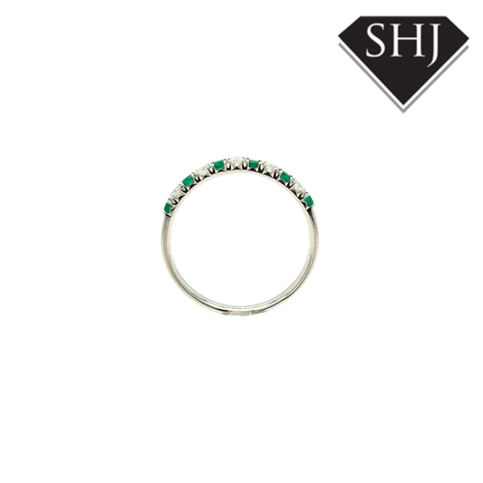 9ct White Gold 0.19ct Emerald & 0.15ct Diamond Eternity Ring