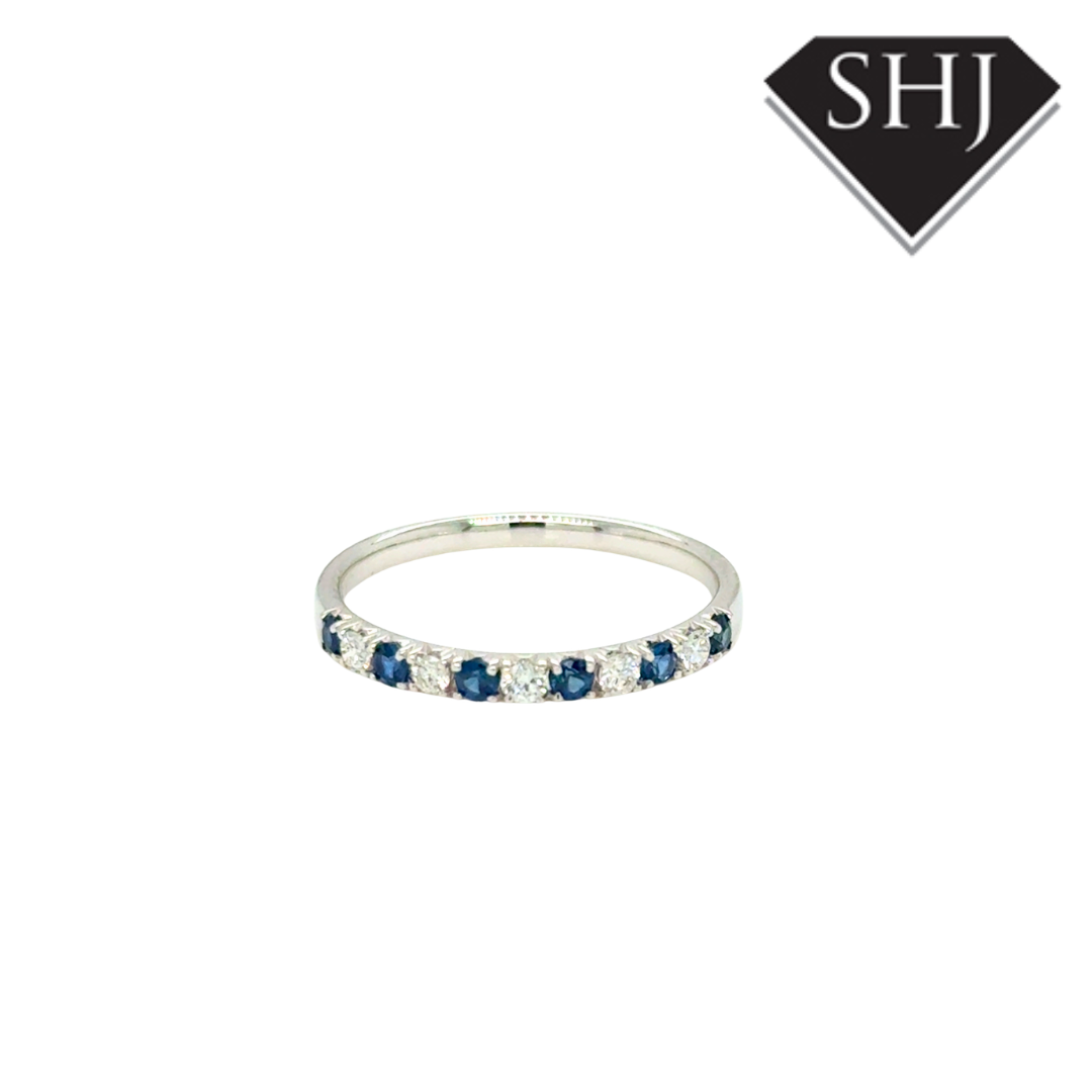 9ct White Gold 0.27ct Sapphire and 0.15ct Diamond Eternity Ring