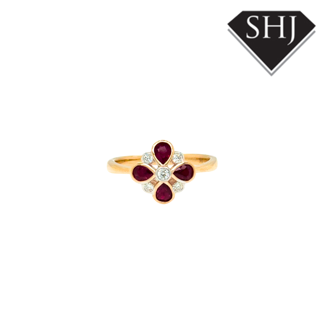 9ct Yellow Gold 0.75ct Ruby & 0.13ct Diamond Eternity Ring