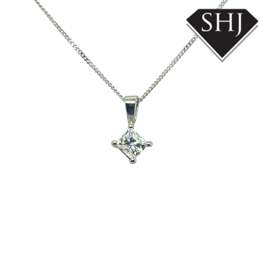 18ct White Gold 0.41ct Princess Cut Diamond Pendant