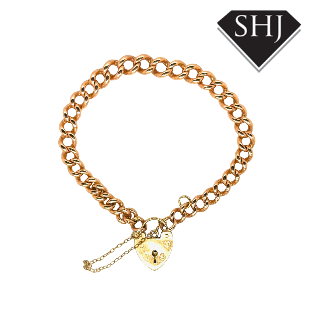 9ct Rose Gold Gate Curb Bracelet