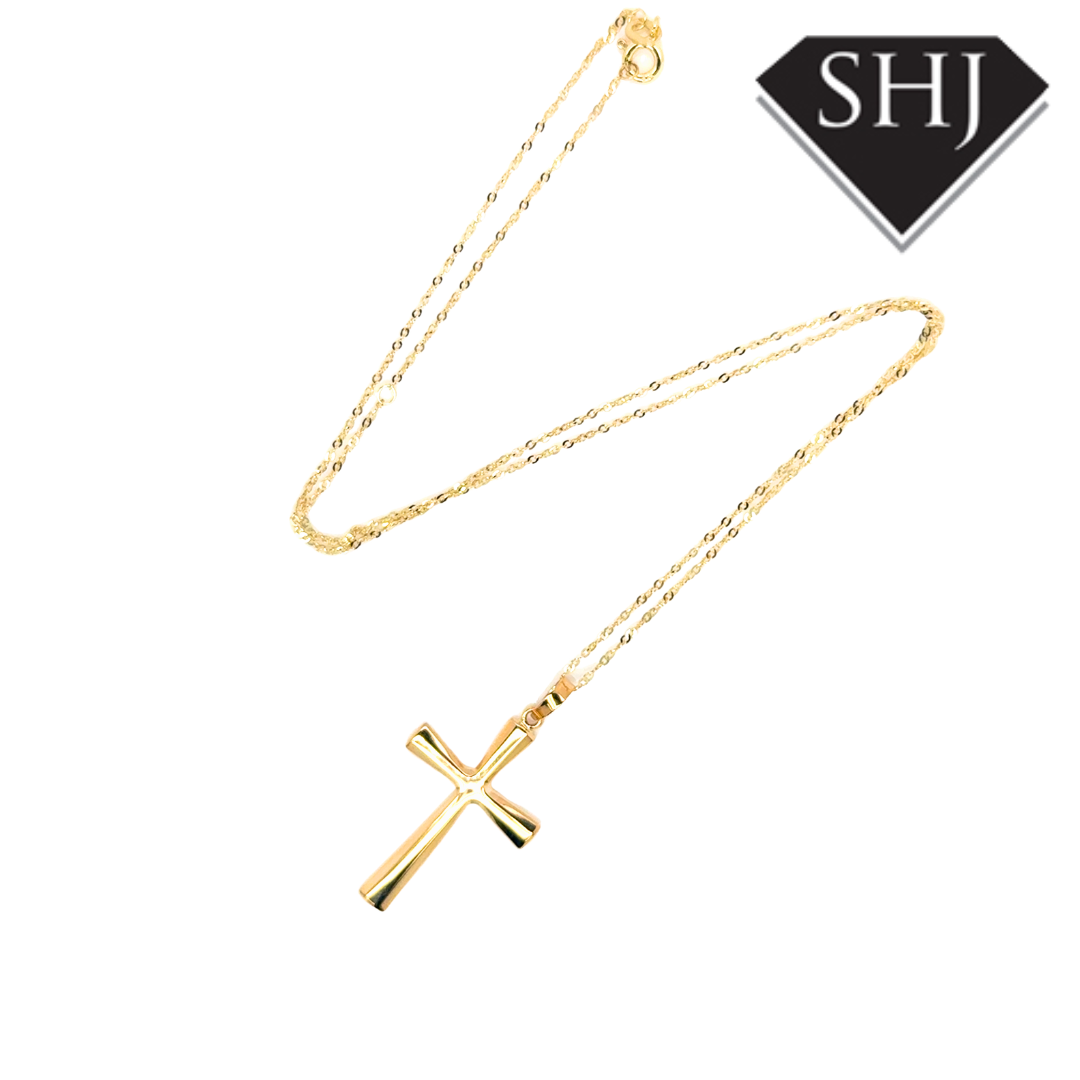 9ct Yellow Gold Cross Pendant & Chain