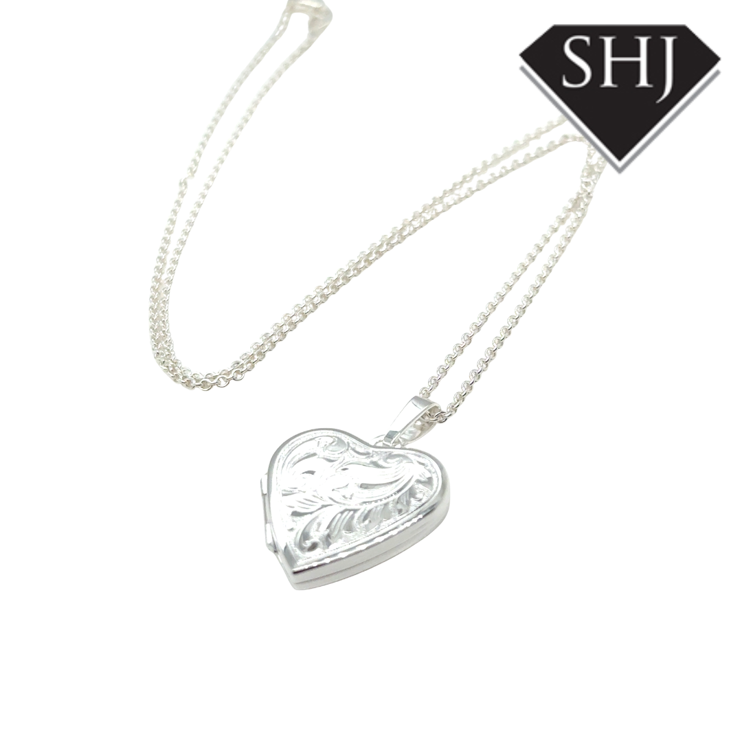 Silver Heaet Engraved Locket