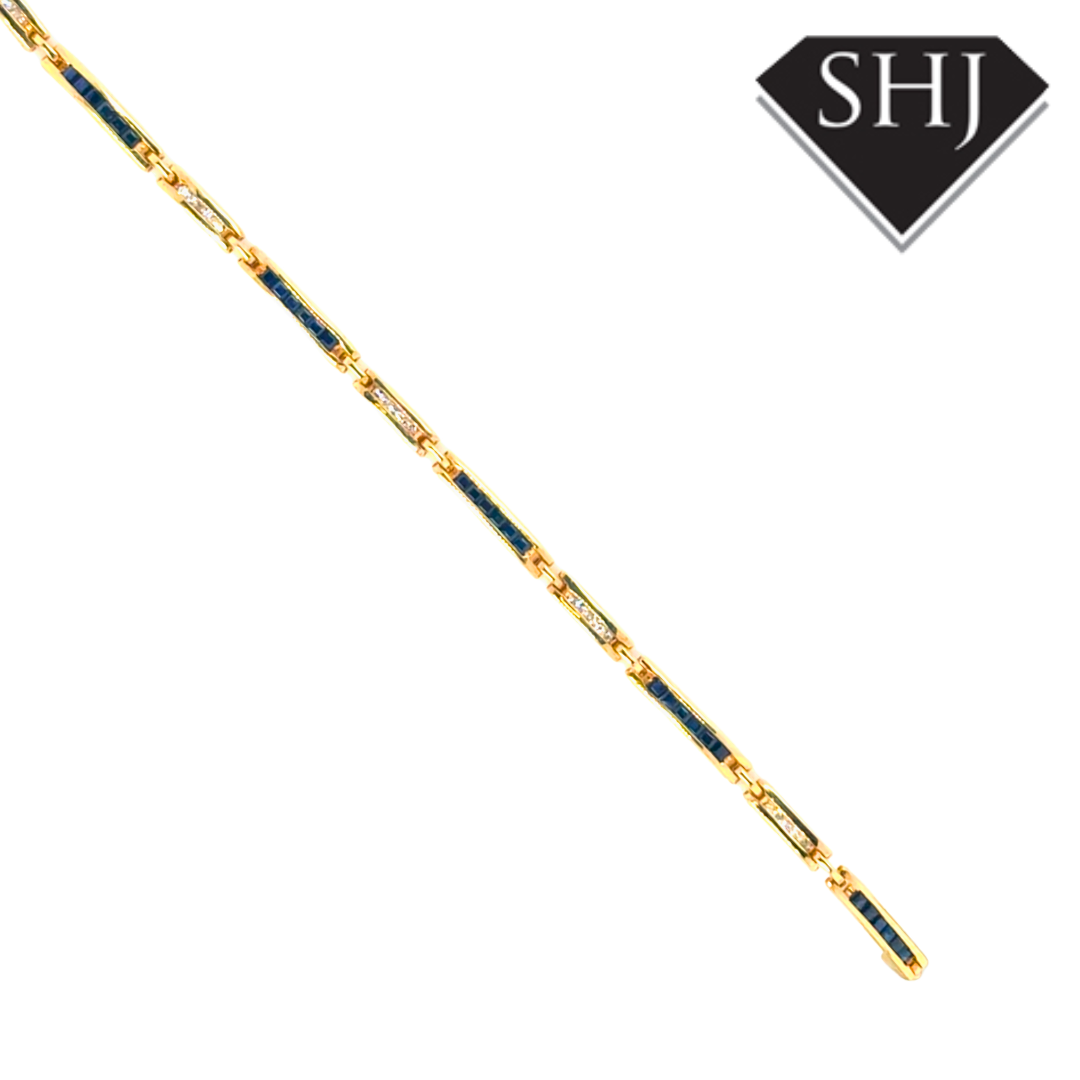 9ct Yellow Gold Sapphire and Diamond Bracelet