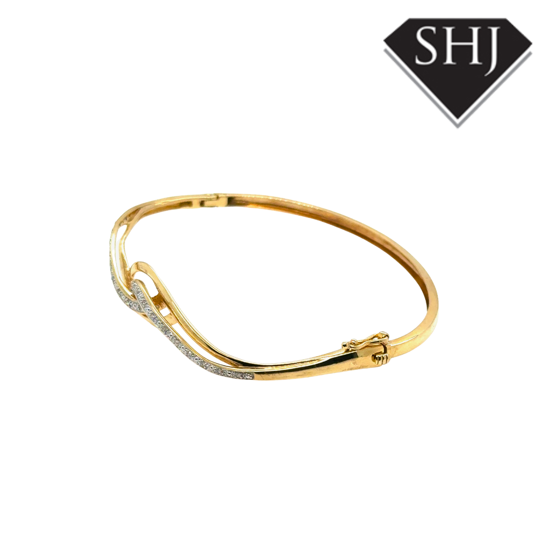 9ct Yellow Gold Diamond Set Bangle