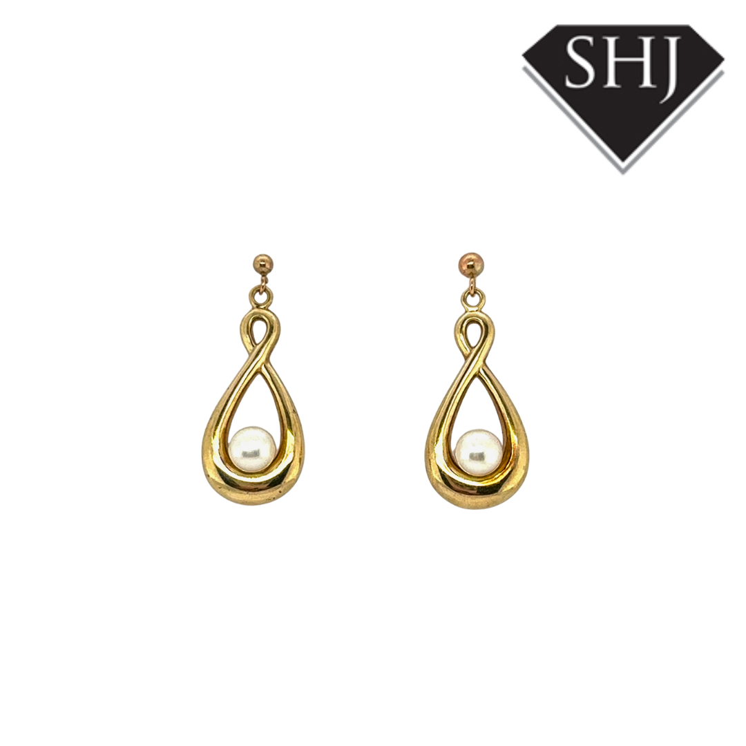 9ct Yellow Gold Pearl Drop Earrings